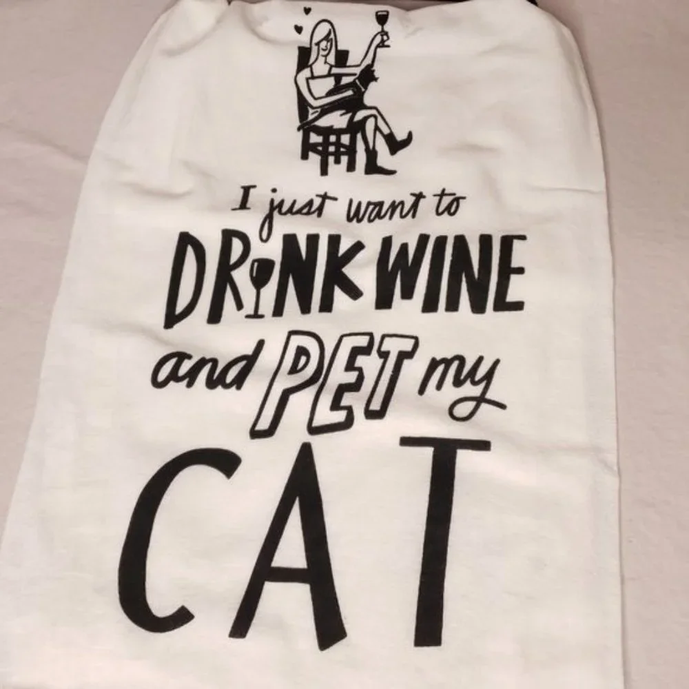 Dish Towel - Drink Wine And Pet My Cat